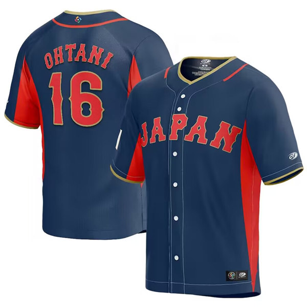 Men's Japan Baseball #16 Shohei Ohtani 2023 Navy World Baseball Classic Stitched Jersey